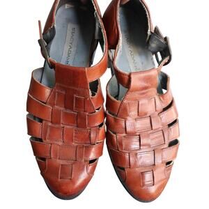 Stacy Adams Brown Leather Fisherman Sandals Closed Toe Mens 8.5 Casual Dress